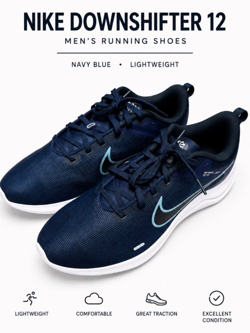 Nike Downshifter 12 Navy Blue Running Sneakers Tennis Shoes For Men